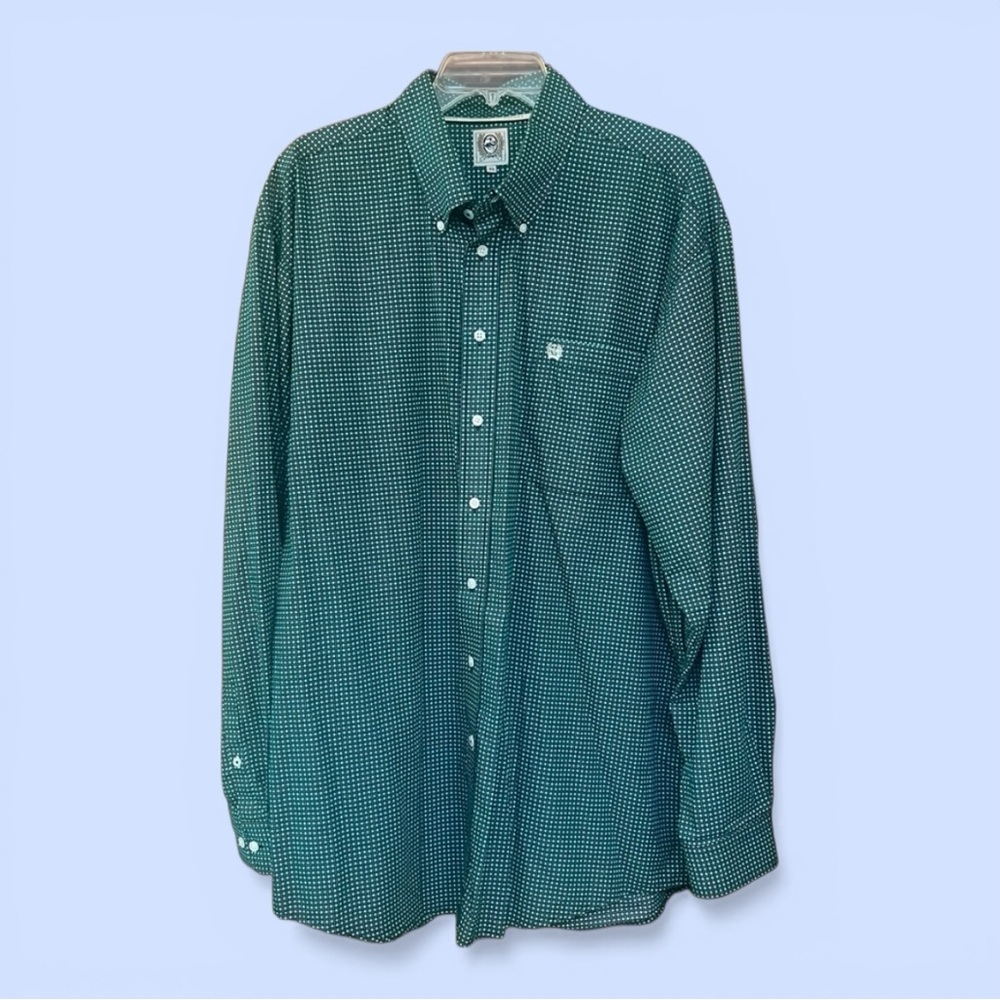 Cinch Men's Western Shirt XL Green Turquoise Geo Print LS Button‎ Down